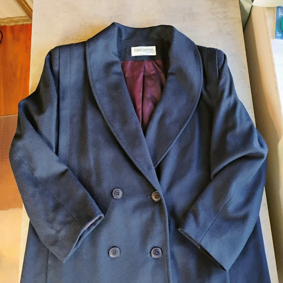 Vintage Forecaster of Boston 5/6 Navy Blue Wool Trench Coat Y2K Academia Size 6 - Picture 13 of 16